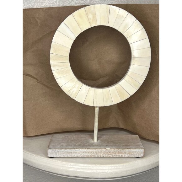 Ring Geometric Sculpture With White Wood Base - Picture 1 of 6